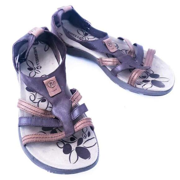 Merrell Bracken Women Sandals Brown Leather Size 10 Hiking Outdoors - Picture 1 of 5